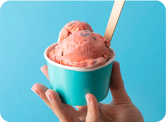 Ice cream in a blue cup