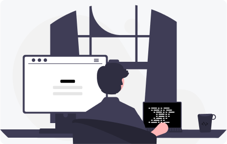 Focused person reading a notebook at a desk with a laptop and coffee cup in a bright workspace suggesting concentration and thoughtful research