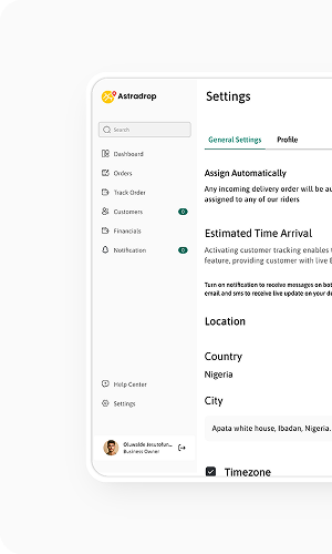 Astradrop Settings